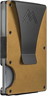 Minimalist Wallet for Men & Women - Slim RFID Wallet, Scratch Resistant, Credit Card Holder & Money Clip, Easily Removable Money & Cards, (Khaki Leather)