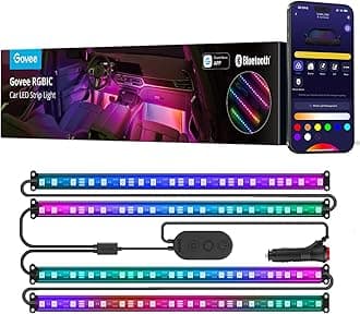 – Govee RGBIC Interior Car Lights with App Control, Segmented Colour, 2-Line Design Lighting Kit, DIY Effects, Music and 30 Scene Modes for Cars