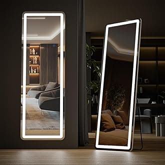 DUMOS 20"×63" Full Length Mirror with Light, LED Floor Full Body Mirror with 3 Color Lighting, Wall Mounted Stand Mirror for Bedroom, Dressing Room, Living Room, Bathroom