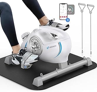 Under Desk Bike Pedal Exerciser, Quiet Magnetic Mini Exercise Bike with MERACH App for Arm, Leg Recovery, Physical Therapy, Smooth Foot Desk Cycle