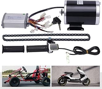 48V 1000W Brush Electric Bicycle Conversion Kit w/Controller Brush Motor Kit with Drive Handle&Chain & Regular Handle Cover & Keys for Electric Bicycle ATV Small Karts Beach Bikes