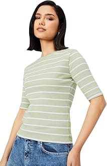 MaxWomen's Striped Regular Fit T-Shirt
