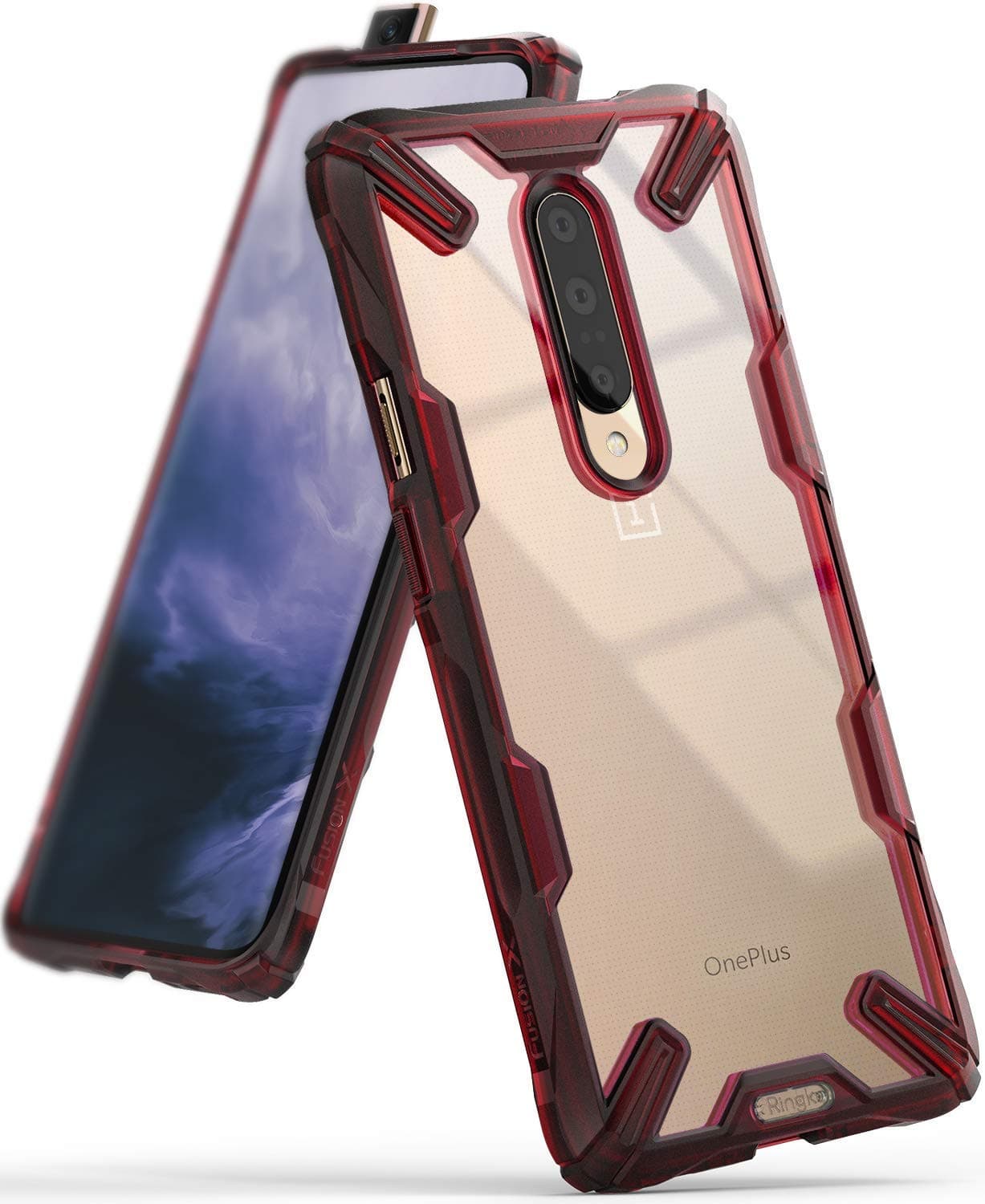 Ringke Fusion-X Designed for OnePlus 7 Pro Case Impact Resistant Protection Cover for OnePlus 7 Pro 5G (6.7") - Ruby Red