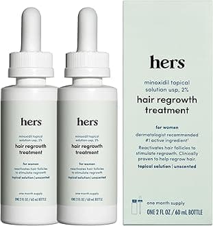 HIMS & HERS Topical Minoxidil Solution, 2% - Hair Growth Treatment for Women - Clinically Proven to Reduce Hair Loss in 3-6 Months - Unscented, 2 Pack
