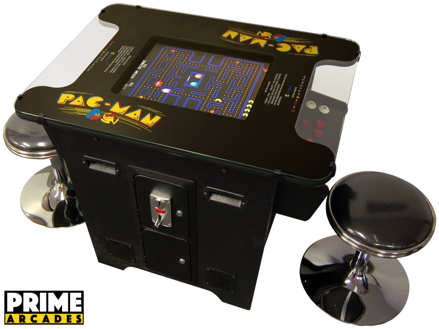Cocktail Arcade Machine 60 Games in 1 Includes 2 Stools with Classics Games like Donkey Kong Space Invaders Frogger Burger Time and Much More Commerical Grade with Coin Op 5 Year Warranty * TRACKBALL