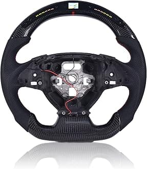 Carbon Fiber Steering Wheel for Chevrolet Camaro 2016-2022, LED Shift Indicator Racing Display, D-shaped Flat-bottom Perforated Leather Grip