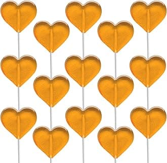 Fruidles Lollipops Mini Heart Shaped Flavored Delicious Lollipop, Individually Wrapped, 5g Lollipop (30 Lollipops, Orange)