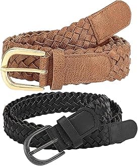 Women's Belt Skinny Casual PU Leather Belt For Jeans Pants For Women, Girls, Dress Jean Skirt Pant No Holes Free Size Braided Synthetic Leather Belt