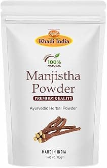 Khadi 100% Pure & Organic Manjistha Powder, 100g |Rubia Cordifolia |100% Pure & Natural for Skin Whitening| Manjistha Powder for face, Hair Care & Skin CareFresh (100gm., MANJISTHA)