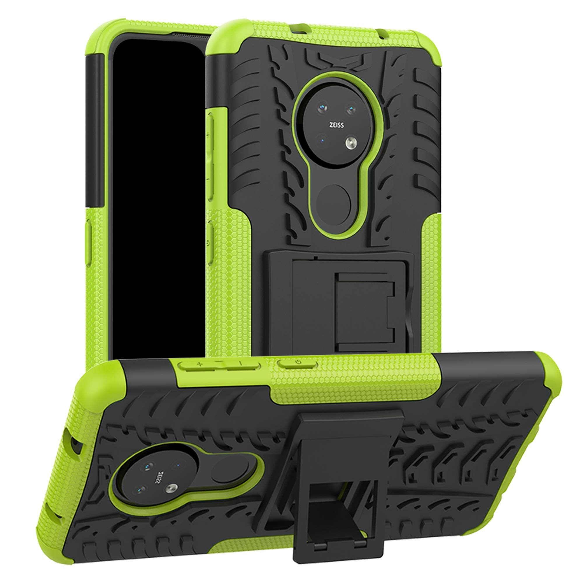 LFDZ Compatible with Nokia 7.2 Case (2019),Heavy Duty Tough Armour Rugged Shockproof Cover with Kickstand Case For Nokia 7.2 2019 (Not fit Nokia 7 / Nokia 7.1),Green