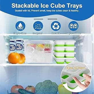 Ice Cube Tray, Ice Cube Trays for Freezer 4 Pack with Lids, Ice Tray Easy-Release, Ice Trays for Freezer Stackable, Silicone Ice Cube Tray for Drinks, Coffee - BPA-Free and Odor-Free（56 Cubes）