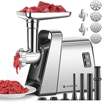 AAOBOSI 3000W Electric Meat Grinder, Electric Meat Mincer Machine with 2 Stainless Steel Blades & 4 Grinding Plates, Sausage Maker & Kibbe Kit for Home Use