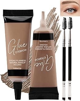 Tinted Eyebrow Gel Kit-2PCS Brown Thickening Brow gel para cejas,Brow Fillers,Fast Definitio Brow Glue,Natural Long Lasting Waterproof Eyebrow Makeup Gift for Women with 2 Eyebrow Brushes-Set 03