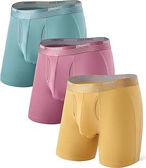 Separatec Mens Underwear with Pouch for balls Anti Chafing Underwear Men Athletic Sport Performance Long Boxer Briefs 3 Pack