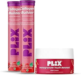 Anti-Ageing Combo with Collagen Builder Bubbly Effervescent 30 Tablets & Pomegranate Youth Renewal Night Cream | For Improved Skin Elasticity & Reduced Wrinkles