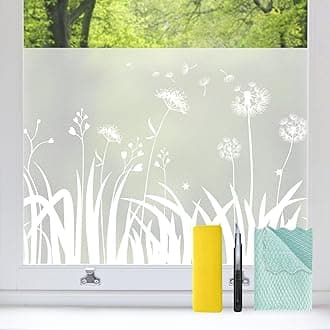 Bloss Window Privacy Film Frosted Glass with Installation Tools, Static Cling Sun Blocking Opaque Coverings, UV Blocking Window Clings for Home Office (Dandelion, 29.5 x 118 inches)