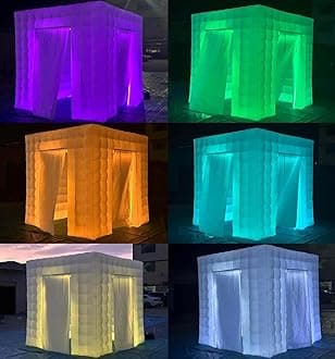 SAYOK Portable Inflatable Photo Booth Enclosure (White, Two Door, 8.2x8.2x8.2ft) Inflatable Photo Booth with Air Blower and Remote Controller Booth Tent Backdrop for Wedding, Event, Anniversary, Party