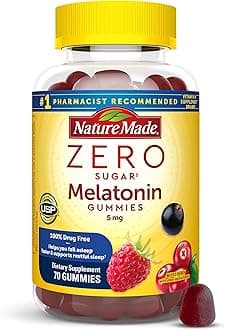 Zero Sugar Melatonin 5mg Sleeping Gummies for Adults Extra Strength, 100% Drug Free Sleep Aid, Aspartame Free, 70 Sugar Free Melatonin Gummies, 70 Day Supply
