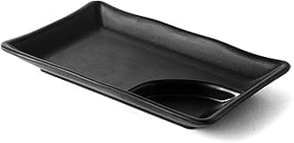 Small Chip N Dip Fast Food Serving Chef Tray, Decorative Platter, Food Tray for Kitchen, Cafe, Hotel, Set of 2, Black