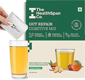 The Healthspan Co. Gut Health Supplement|Improves Digestion & Immunity|Laxative For Constipation Relief|Digestive Blend,Chromium,Zinc| 5Bn Cfu Probiotic Strains|15 Days Pack,Sachet,1 Count,15 Servings