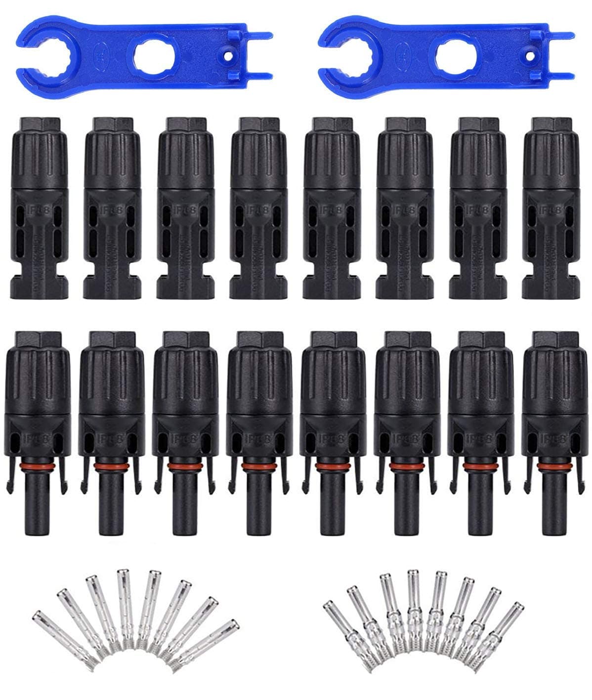 Panel Cable Connectors 8pairs for Connecting Solar Connector Adapters with Assembly Tool Spanners for Connecting Solar Panels Extension Cable, 10 awg PV Wire,Solar Controller Regulator