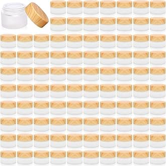 128 Pcs Glass Cosmetic Containers 5 Grams Round Frosted Cosmetic Jars with Leak proof lids Empty glass sample Jars Scrub Balm Lotions Sample Containers for Makeup Lotion Lip Balm Eye Cream