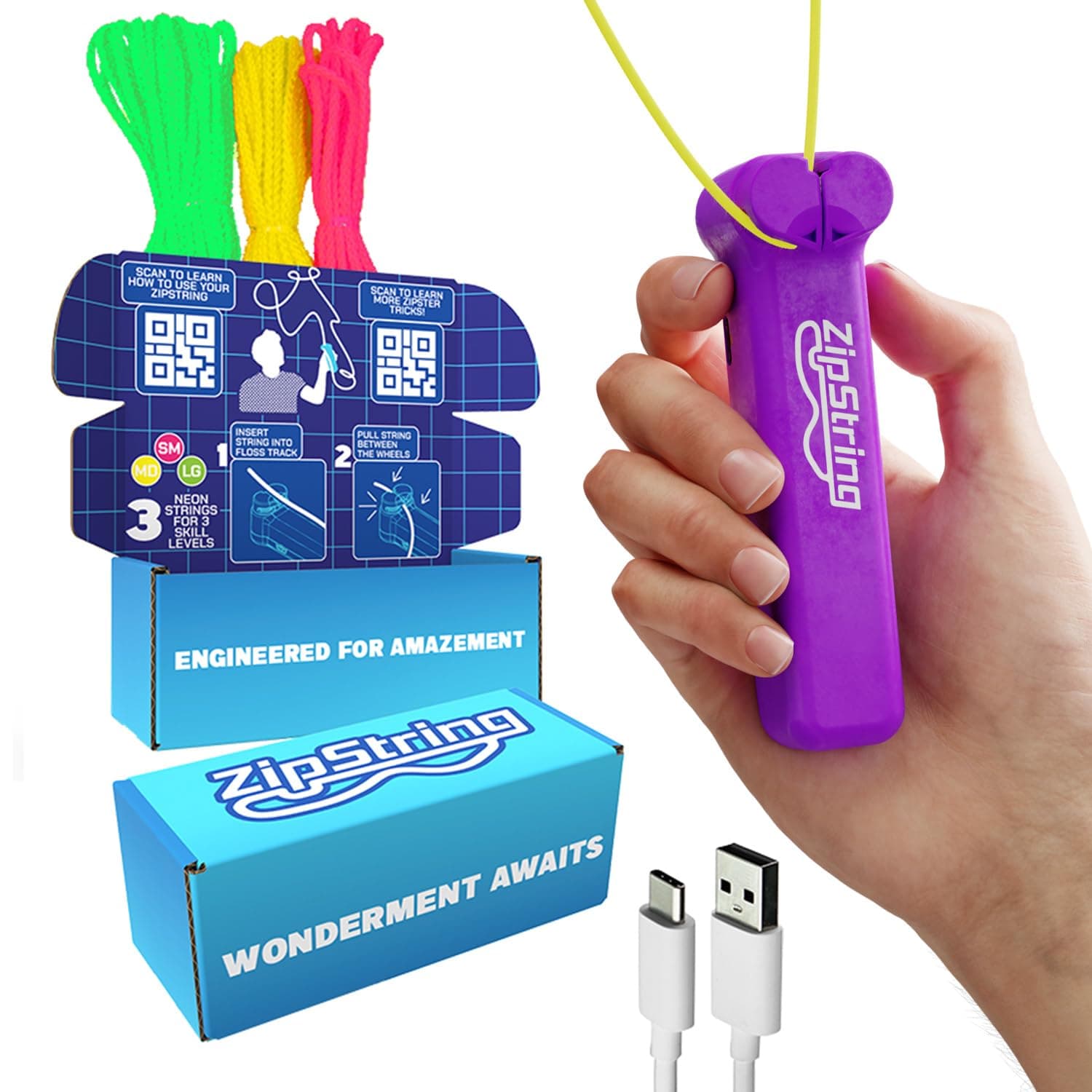 ZipString Original - As Seen on Shark Tank - Classic Rope Launcher Toy, Perfect for Kids & Adults - Fly a String Loop in The Air for Endless Tricks & Fun, Wonderment Awaits, Vivacious Violet