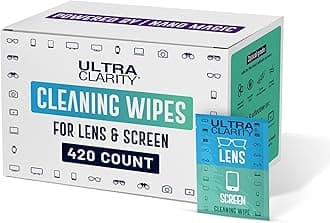 Ultra ClarityEyeglass Lens Cleaning Wipes 420-Pack, Moist Towelettes, Glasses, Phone & Electronic Screens, Optic Surfaces, Ideal on Coated Surfaces, Silicone-Free, Safe Professional Grade Formula