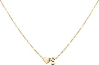 Glimmerst Initial Heart Necklace,18K Gold Plated Stainless Steel Tiny Heart Letter Necklace Personalized Monogram Name Necklace for Women
