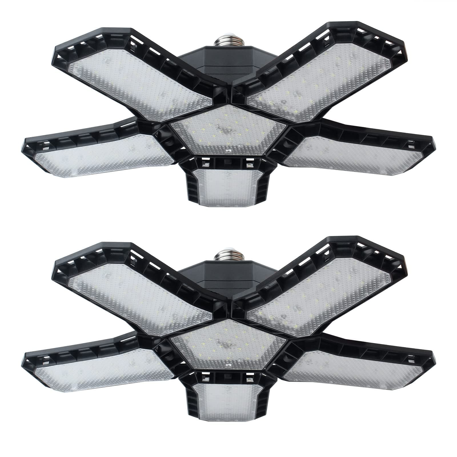 CREATESTAR LED Garage Light With 5 Adjustable Panels, 120W 6500K Deformable Ceiling Light, E26/E27 Screw Base for Barn, Workshop, Warehouse