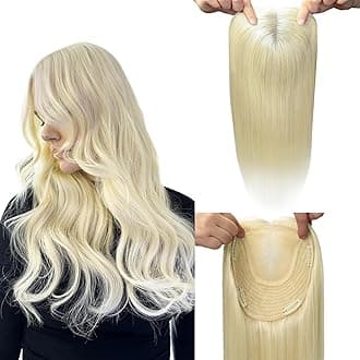 Human Hair Topper 6x7inch Large Base 360° 3D Hair Toppers for Women with Thinning Hair 16inch 75g Platinum Blonde Hairpiec Extensions for Thin (#60Toppers-16inch)