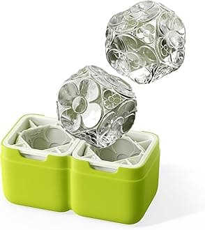 ZOKU Deco Premium Designer Ice Mold, Large Silicone Ice Cube Molds for Whiskey, Cocktails and Party Drinks, Easy-Release Ice Maker, Ice Popsicile, Freezer Mould, BPA-Free