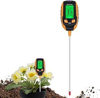 Mcbazel Soil Meter, 4-in-1 Digital Plant Soil Moisture Meter with PH/Temperature/Moisture/Light for Gardening, Lawn, Farming and Outdoor Plants