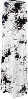 Lock and LoveWomen's Basic Solid Tie Dye Foldable High Waist Floor Length Maxi Skirt S-3XL Plus Size