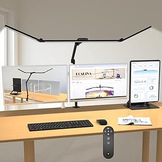 3000 Lumen Ultra Bright Architect Desk Lamp with Clamp, 36W Tall Overhead Led Desk Light for Home Office, 47Inch Long Dimmable Computer Monitor Light Bar with Remote for Table Desktop Drafting