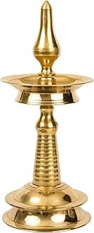 Traditional Brass Kerala Kuthu villaku Diya for Puja|Lord Ayyappan Vilakku|Pooja Aarti|Arti Deepak Deepam Oil Lamp for Home Temple Puja Articles Decor Gifts- Kerala Nila Villakku(7 inch, 1)
