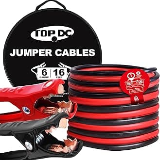 TOPDC 6 Gauge 16 Feet Jumper Cables for Car, SUV and Trucks Battery, Heavy Duty Automotive Booster Cables for Jump Starting Dead or Weak Batteries with Carry Bag, (TD-P0616)