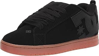 DC Mens Court Graffik Large Embroidered Quarter Logo Shoes, Color Black/Dark Chocolate, Size 44 EU
