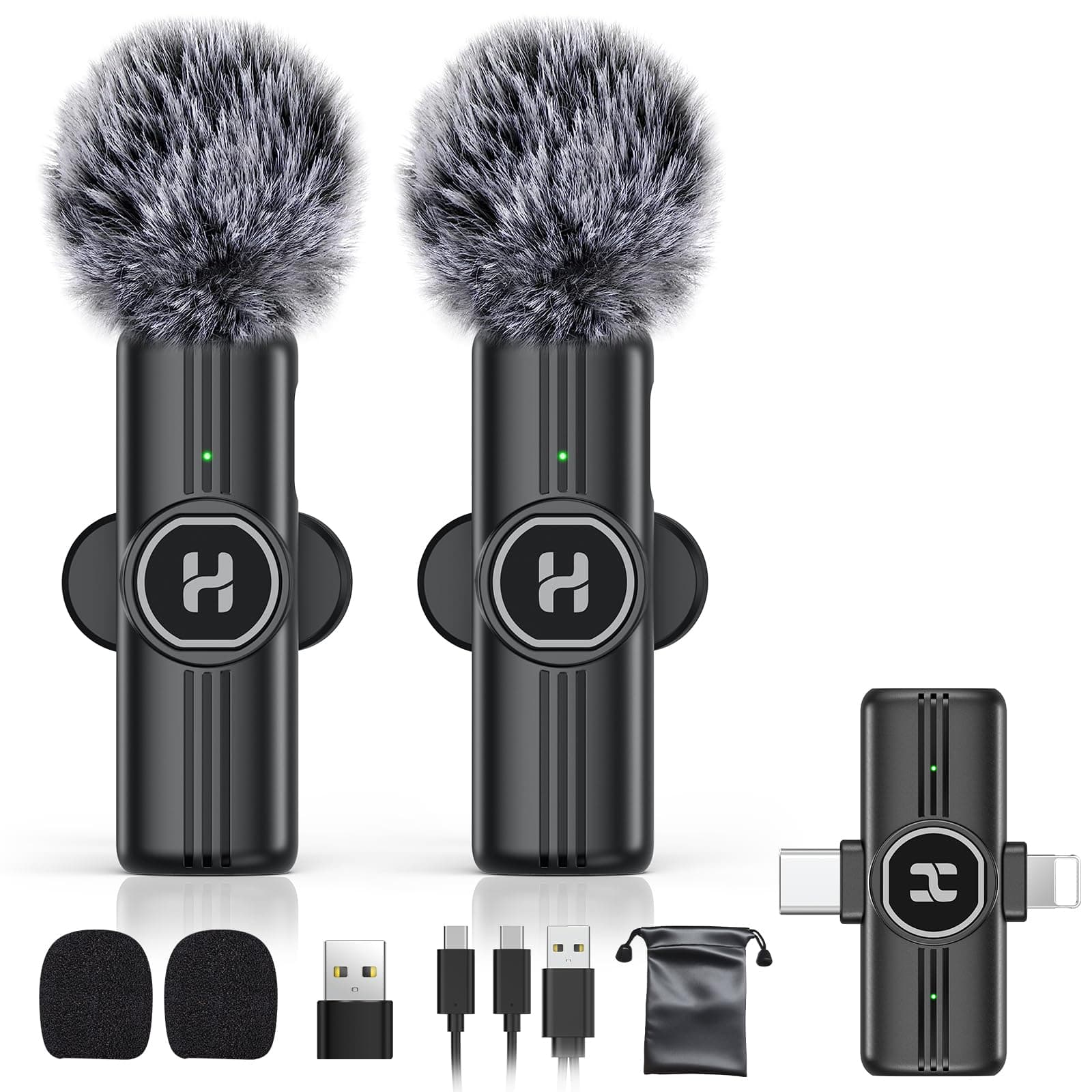 Mini Wireless Lavalier Microphone for iPhone, iPad, Android Phone - Noise Reduction Lapel USB C Bluetooth Mic for Recording, Clip on Omni Lav Mic for Video Recording, Tiktok, YouTube, Vlog