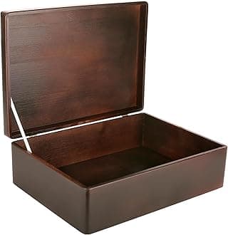 Creative Deco XL Brown Large Wooden Box with Lid, 40 x 30 x 14 cm (+/- 1 cm), Memory Box, Baby Wooden Box with Lid, Lacquered Box, Christmas, for Documents, Tools, Raw and Unpolished