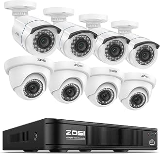 ZOSI H.265+ 1080p Home Security Camera System Indoor Outdoor, 5MP Lite CCTV DVR 8 Channel, 8 x 1080p Weatherproof Surveillance Bullet Dome Camera, Remote Access, Human Vehicle Detect (No Hard Drive)