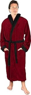 Luxurious Mens Shawl Collar Fleece Bathrobe Spa Robe