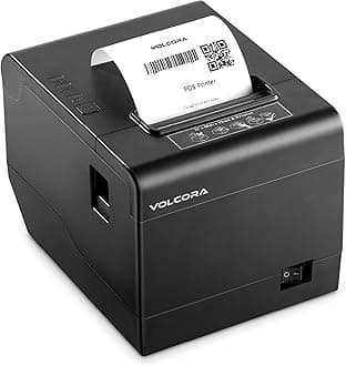 Volcora Thermal Receipt Printer, 80mm POS Printer w/Auto Cutter, USB/Ethernet Interface for Windows/MAC/Linux, ESC/POS Command Support Cash Drawer, High Speed Kitchen Printer, Wall Mount (Black)
