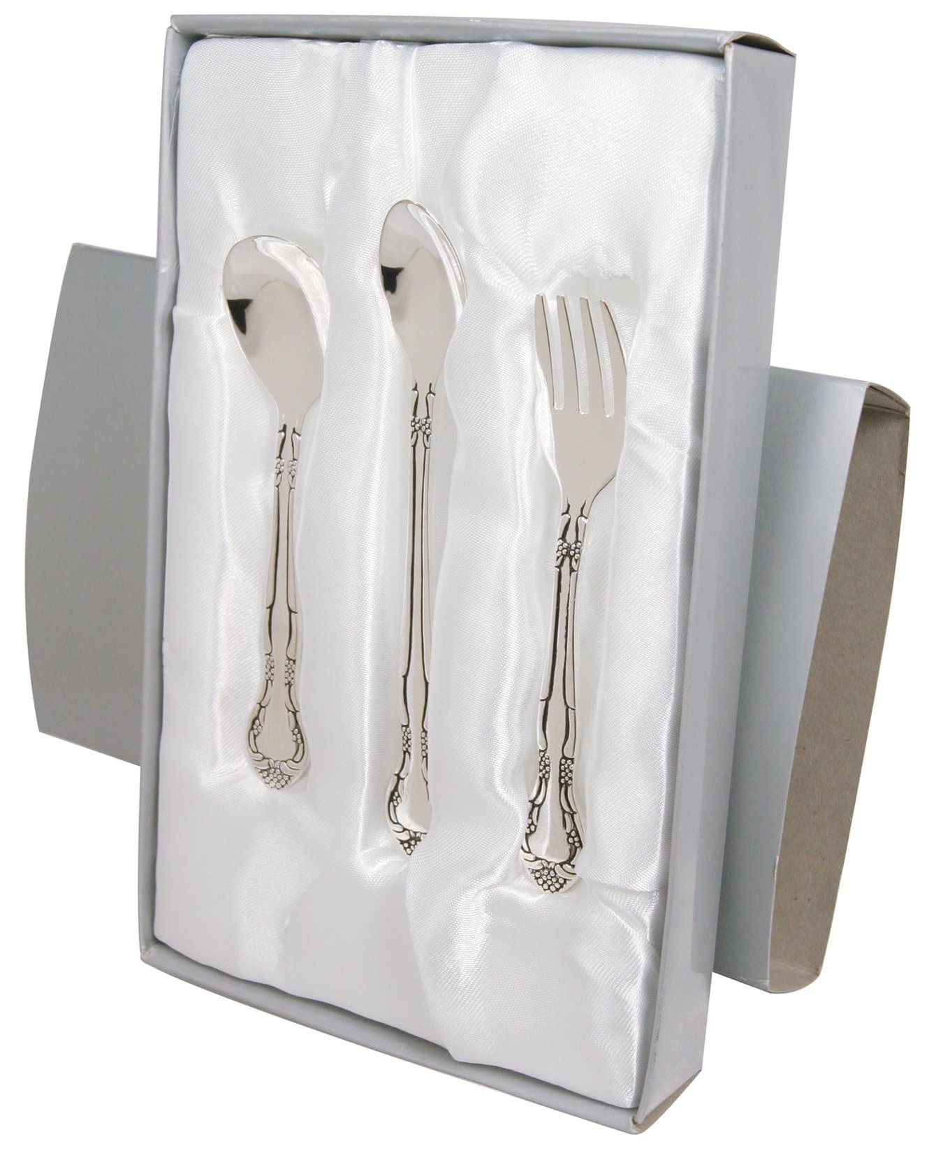 Keepsake 3 Piece Silver Plated Feeding Set in Satin-Lined Gift Box
