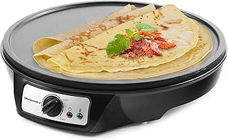Elite Gourmet ECP-126 Electric Crepe Maker, Pancake, Hot Cakes and Non-stick Griddle with Spreader, Spatula and Recipes, 12", Black