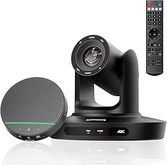 All-in-One Conference Room PTZ Camera 4K UHD System, Video Conference Camera with 10X Optical Zoom and Bluetooth Speakerphone&Microphones, Easy Setup for Church and Meeting