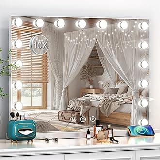 Hollywood Vanity Mirror with 14 Dimmable Bulbs, LED Makeup Mirror with 3 Color Modes, Smart Touch Mirror with Adjustable Brightness, Tabletop 80 x 60 cm (White)