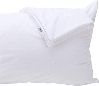 Kingnex Feather Proof Pillow Protectors Queen Size with Zipper Set of 2-100% Waterproof - Down Proof - Bamboo Viscose Terry Surface