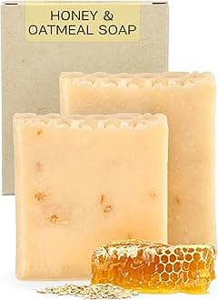 Organic Honey & Oatmeal Soap Bar (2 Pack) - Handmade, Natural, Moisturizing Oatmeal Bath Soap, Handmade Soap, organic soap bar, Cruelty Free, All Skin Types. 4.2 Oz Each