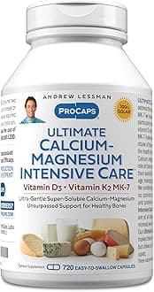 ANDREW LESSMAN Ultimate Calcium-Magnesium Intensive Care with Vitamin D3 & K2 MK7-120 mcg - 720 Capsules – Bone and Skeleton Health Essentials. Gentle, Easy to Swallow, Super Soluble. No Additives